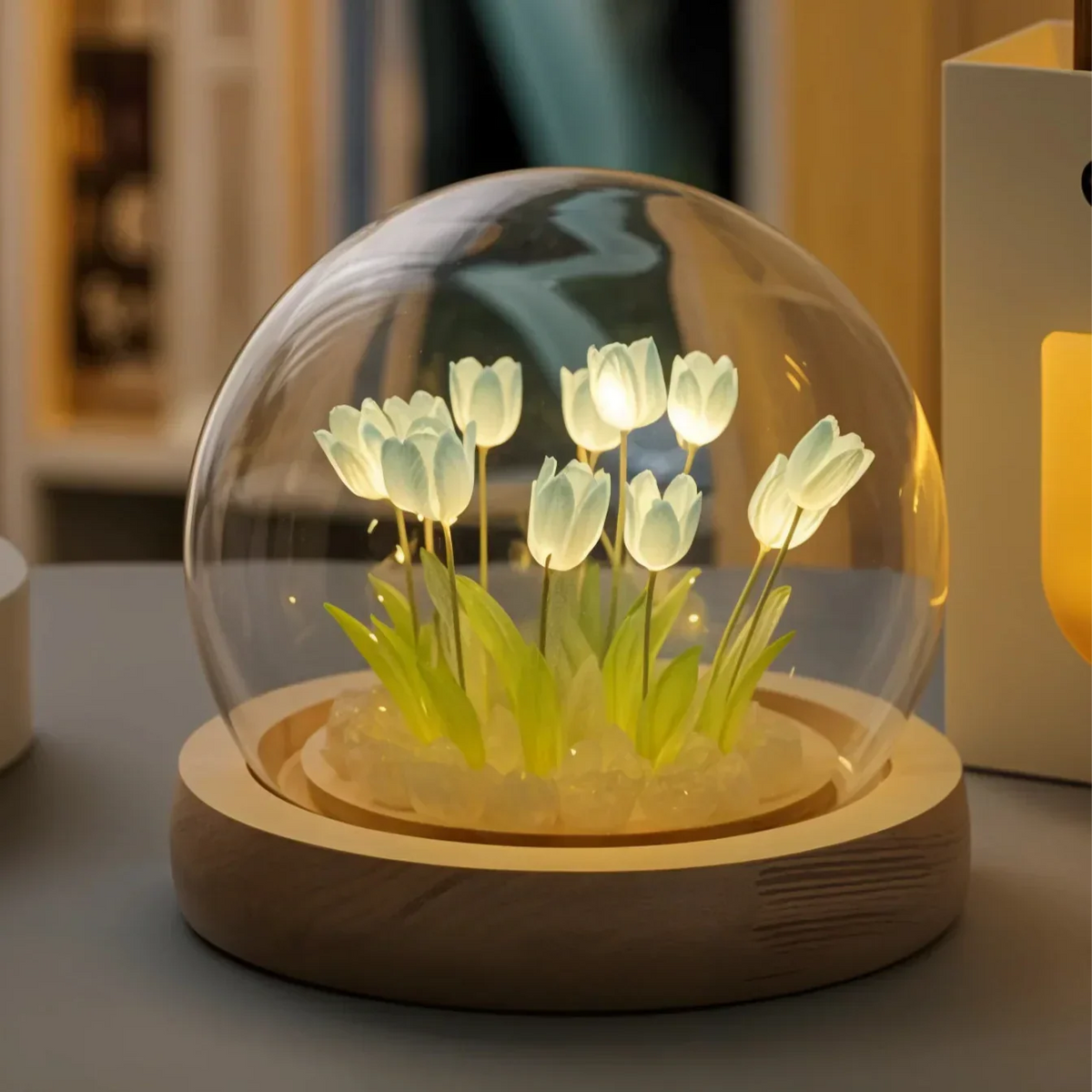 Cloche Lamp | Warm LED Glass Dome & Battery-Powered