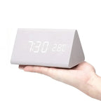 Clock | Wooden Case & Voice-Activated LED | Battery/USB