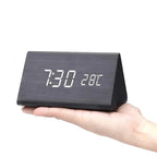 Clock | Wooden Case & Voice-Activated LED | Battery/USB