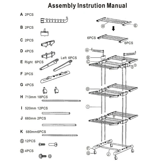 Clothes Drying Rack | 3-Tier Foldable & Wheeled