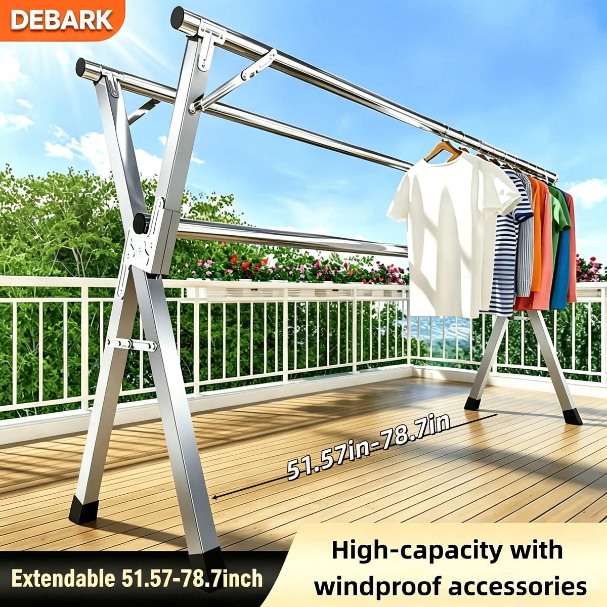 Clothes Drying Rack | Stainless Steel & Adjustable Height & Width | Foldable