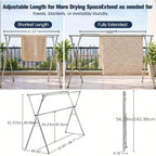 Clothes Drying Rack | Stainless Steel & Adjustable Height & Width | Foldable