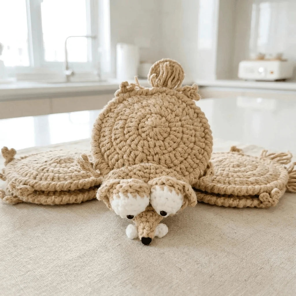 Coaster Set | Handmade Crochet & Cute Animal | 2-Pack