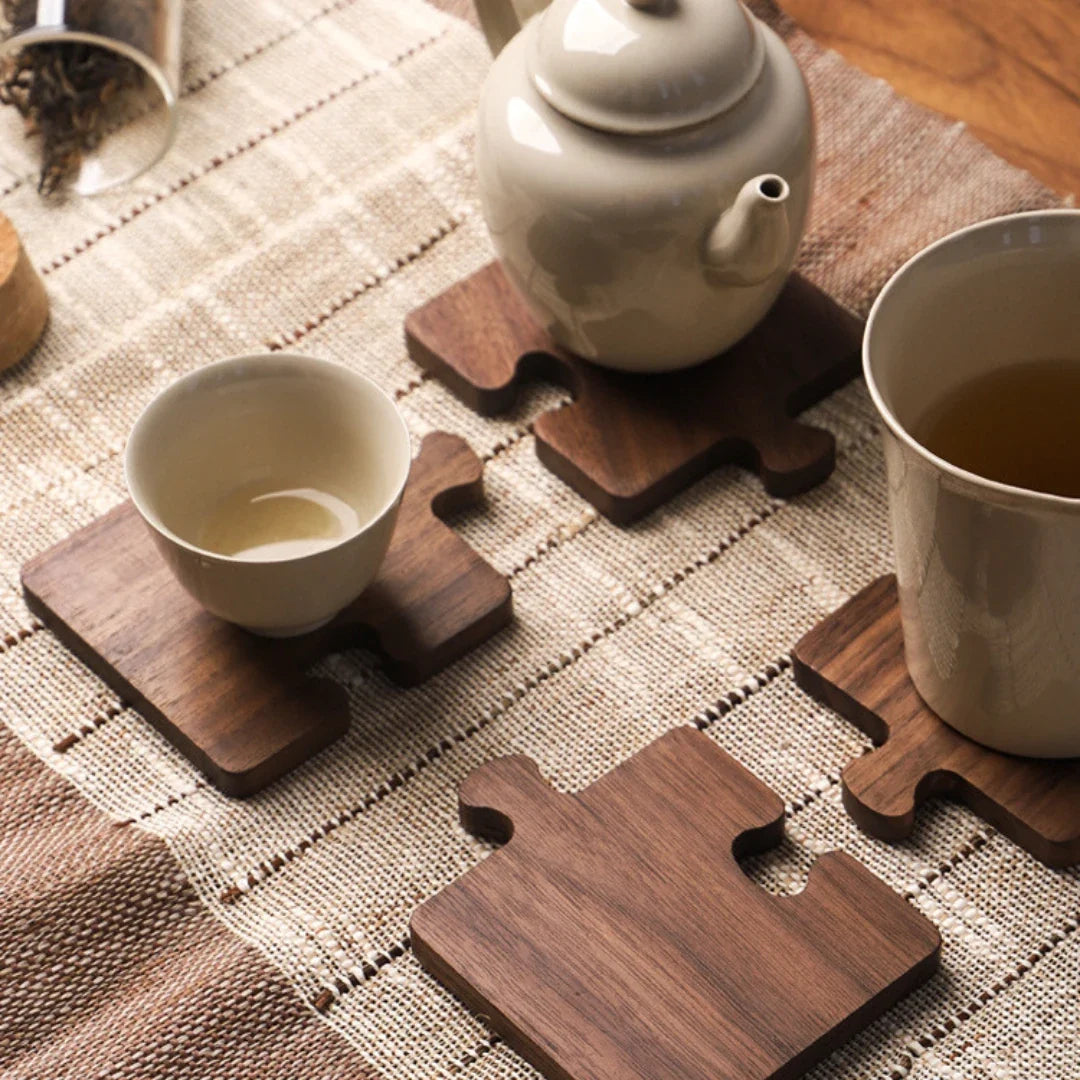 Coaster Set | Interlocking Jigsaw & Solid Wood | Set of 4
