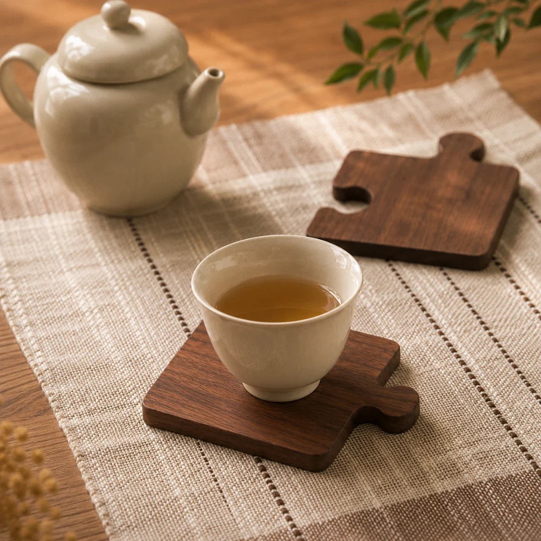 Coaster Set | Interlocking Jigsaw & Solid Wood | Set of 4