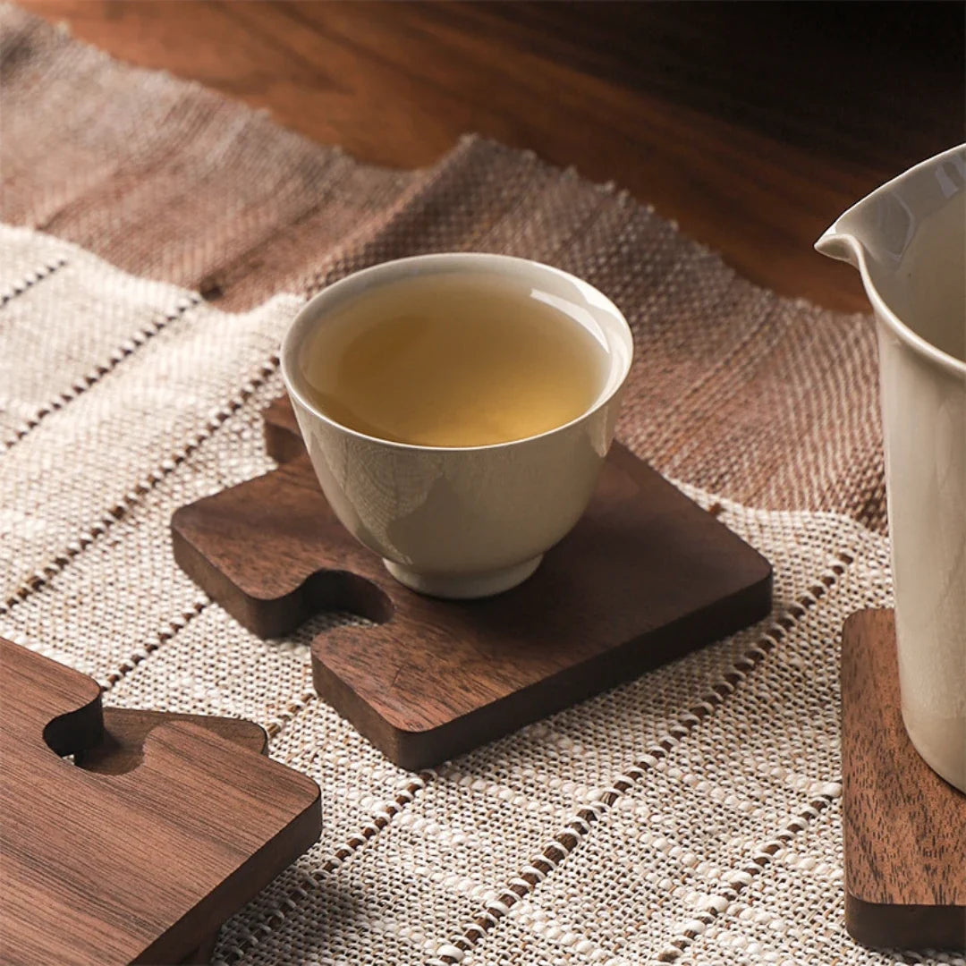 Coaster Set | Interlocking Jigsaw & Solid Wood | Set of 4