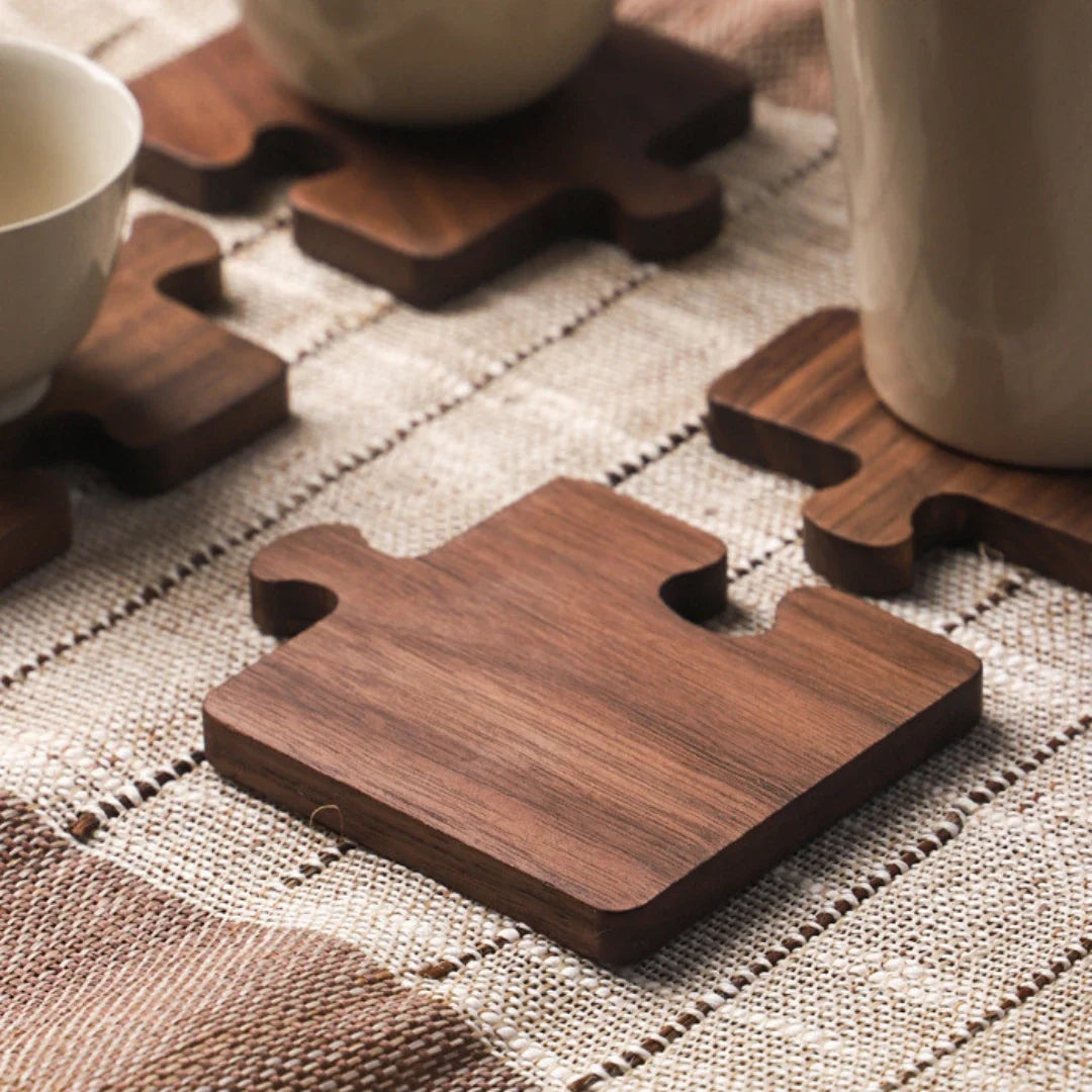 Coaster Set | Interlocking Jigsaw & Solid Wood | Set of 4