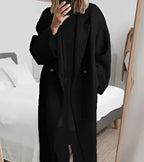 Coat | Oversized Relaxed Silhouette, Lapel Collar & Soft Polyester Blend