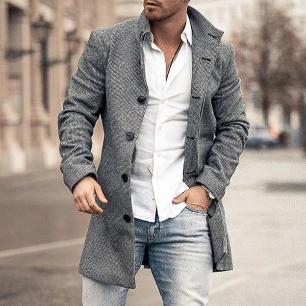 Coat | Retro Style & Button Closure | Mid-Length
