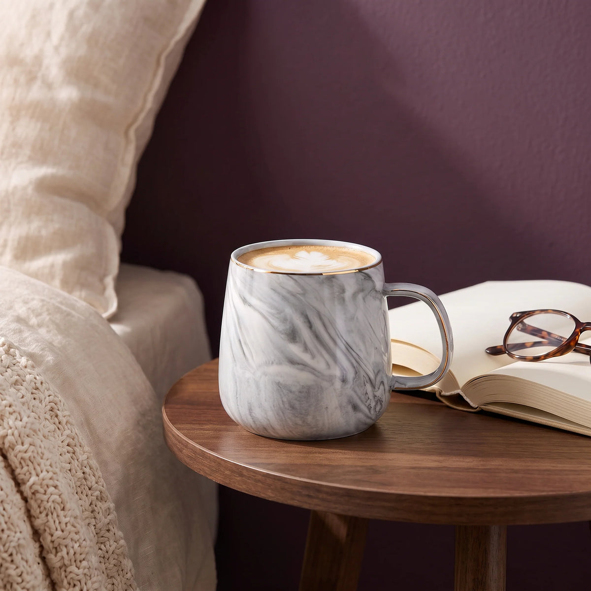 Coffee Mug | Ceramic Marble Pattern & Gold Rim | 400 ml