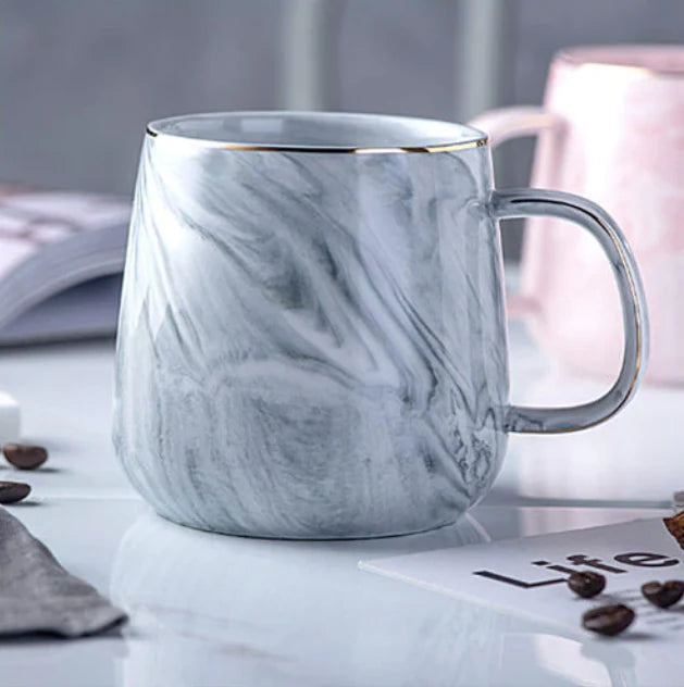 Coffee Mug | Ceramic Marble Pattern & Gold Rim | 400 ml