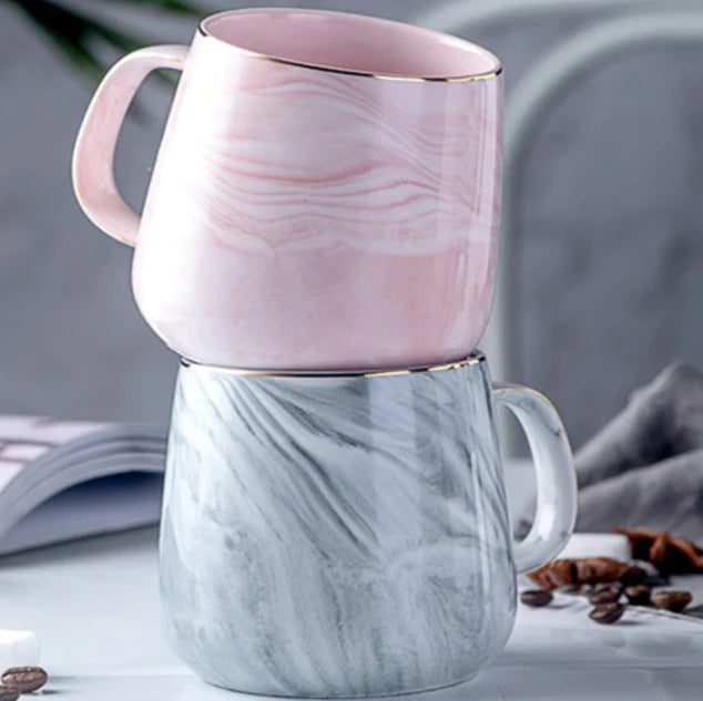 Coffee Mug | Ceramic Marble Pattern & Gold Rim | 400 ml