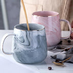 Coffee Mug | Marble Pattern & Gold Trim | 8 Oz