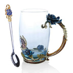Coffee & Tea Mug Set | Transparent & Heat-Resistant | Set of 2 With Spoons & Coasters