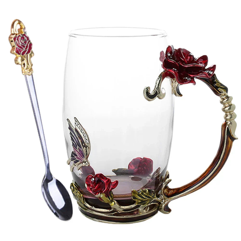 Coffee & Tea Mug Set | Transparent & Heat-Resistant | Set of 2 With Spoons & Coasters