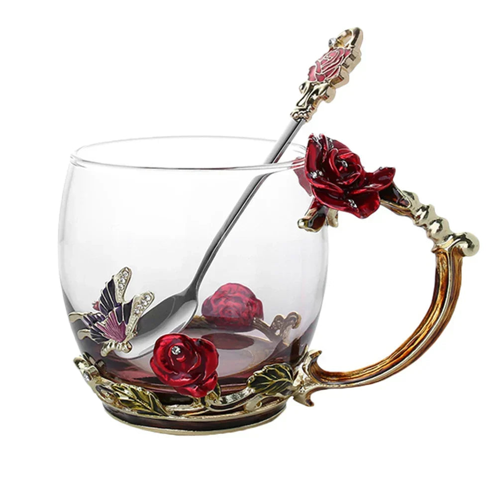 Coffee & Tea Mug Set | Transparent & Heat-Resistant | Set of 2 With Spoons & Coasters