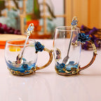 Coffee & Tea Mug Set | Transparent & Heat-Resistant | Set of 2 With Spoons & Coasters