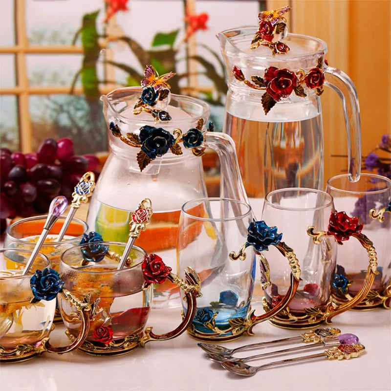 Coffee & Tea Mug Set | Transparent & Heat-Resistant | Set of 2 With Spoons & Coasters