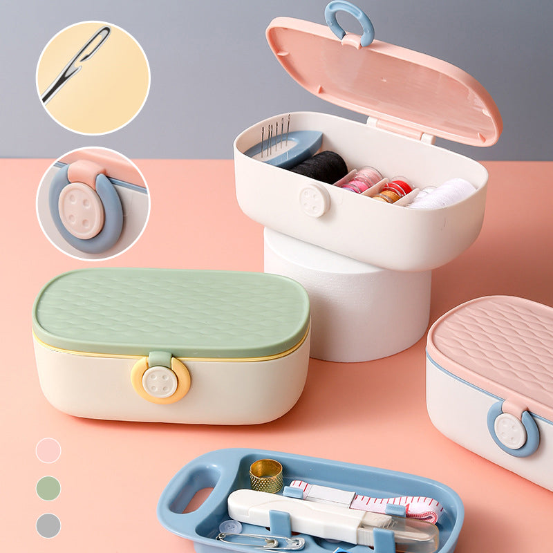 Sewing Kit | Compact Double-Layer Case | 18 Colored Threads