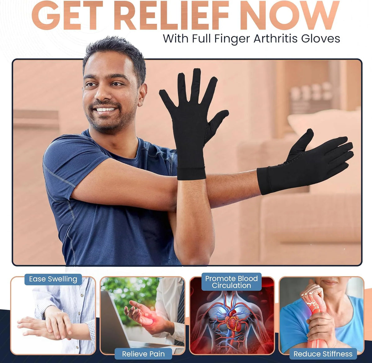 Compression Gloves | Copper-Infused Open-Finger & Non-Slip Palm