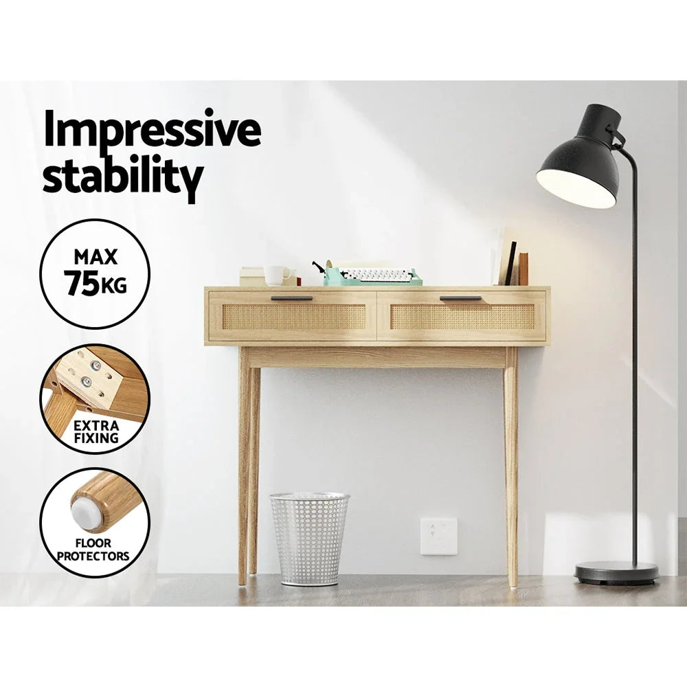 Console Table | Genuine Rattan Drawers & Solid Eucalyptus Legs
