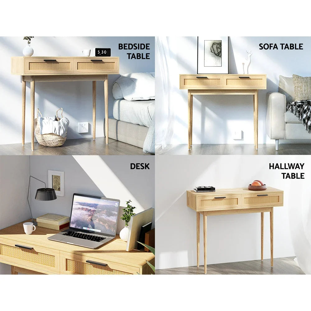 Console Table | Genuine Rattan Drawers & Solid Eucalyptus Legs