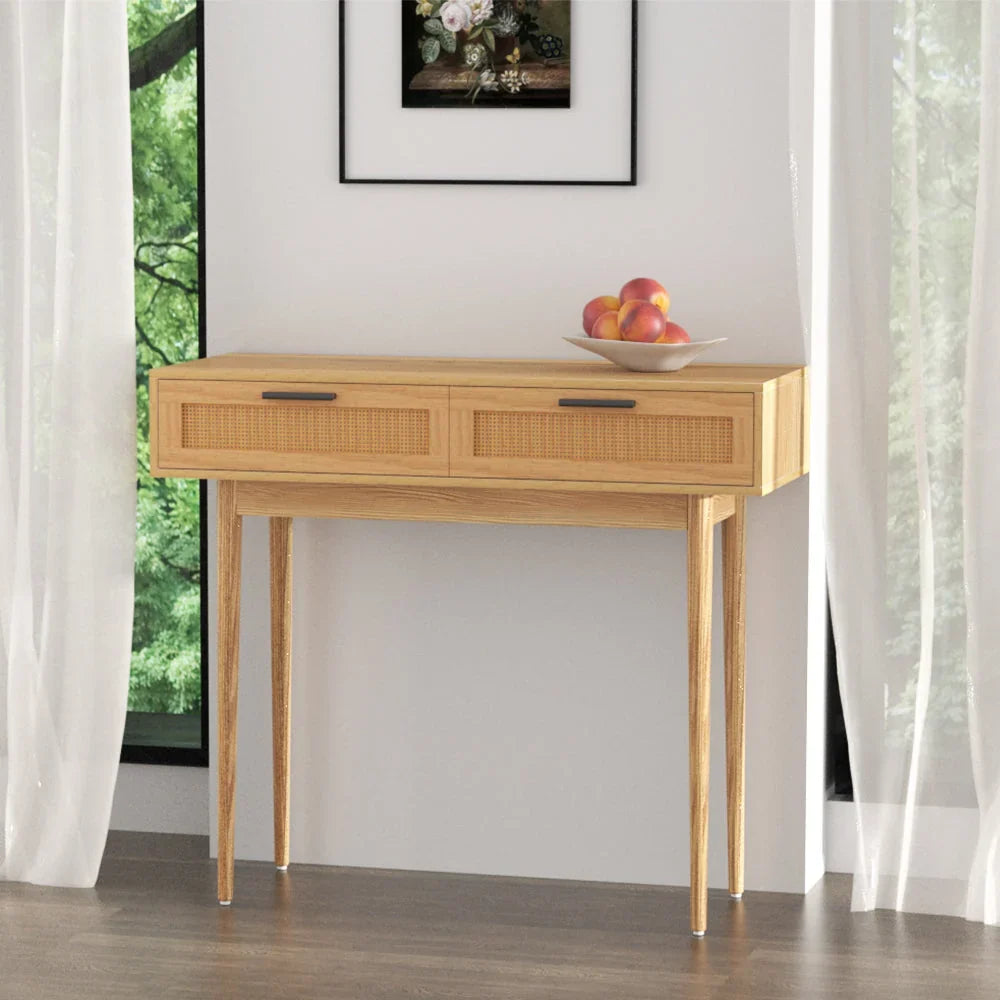 Console Table | Genuine Rattan Drawers & Solid Eucalyptus Legs