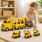 Construction Truck Toy Set | Friction-Powered & Lights & Sounds | Set of 5