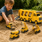 Construction Truck Toy Set | Friction-Powered & Lights & Sounds | Set of 5