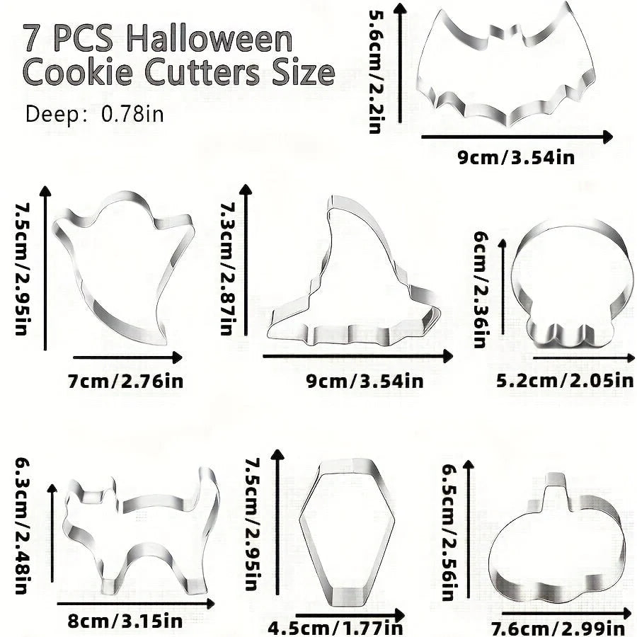 Cookie Cutter Set | Halloween Shapes & Food-Grade Stainless Steel | 7-Piece Set