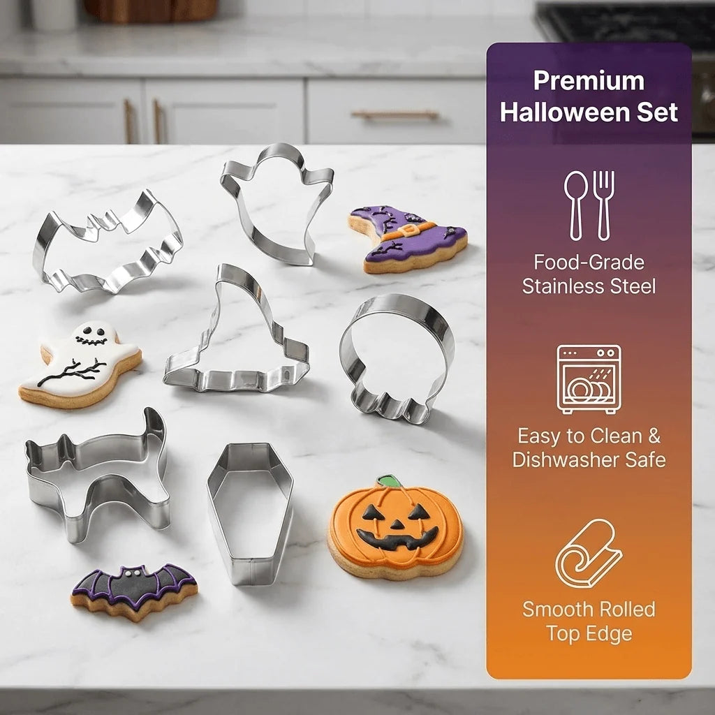 Cookie Cutter Set | Halloween Shapes & Food-Grade Stainless Steel | 7-Piece Set