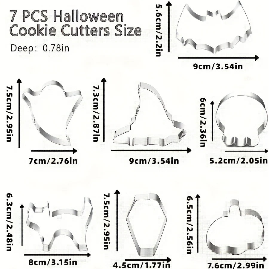 Cookie Cutter Set | Halloween Shapes & Food-Grade Stainless Steel | 7-Piece Set