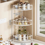 Corner Storage Rack | Three-Tier Mesh Shelves & Raised Rails