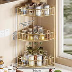 Corner Storage Rack | Three-Tier Mesh Shelves & Raised Rails