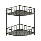Corner Storage Rack | Three-Tier Mesh Shelves & Raised Rails