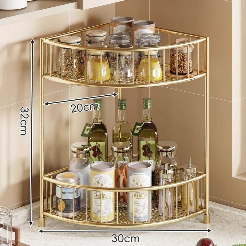 Corner Storage Rack | Three-Tier Mesh Shelves & Raised Rails