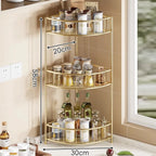 Corner Storage Rack | Three-Tier Mesh Shelves & Raised Rails