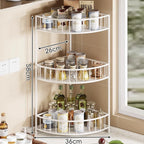 Corner Storage Rack | Three-Tier Mesh Shelves & Raised Rails
