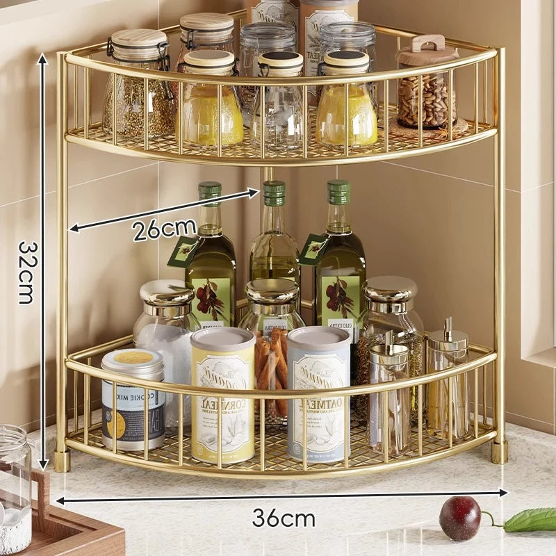 Corner Storage Rack | Three-Tier Mesh Shelves & Raised Rails
