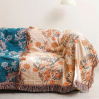 Throw Blanket | Boho Woven Cotton | 201 x 231 cm