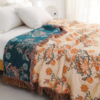 Throw Blanket | Boho Woven Cotton | 201 x 231 cm