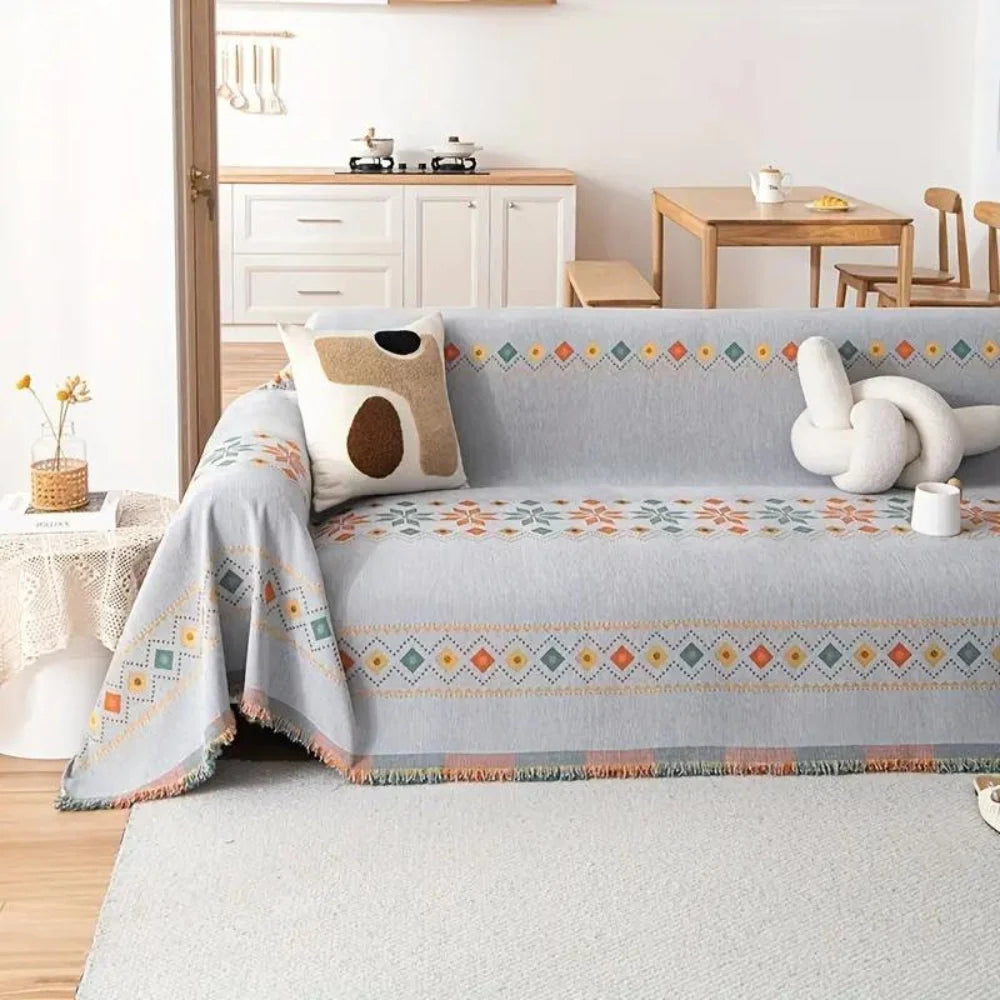 Couch Cover | Boho Tassel Microfiber Chenille & Non-Slip