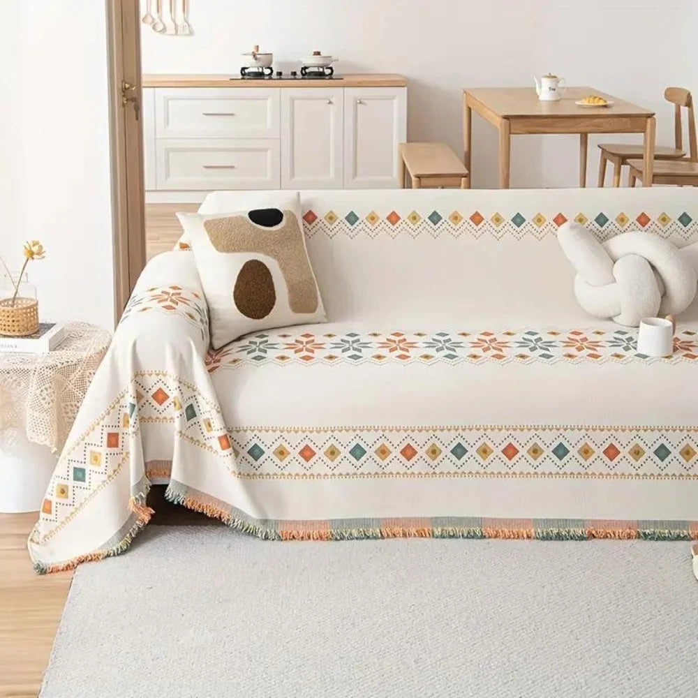 Couch Cover | Boho Tassel Microfiber Chenille & Non-Slip