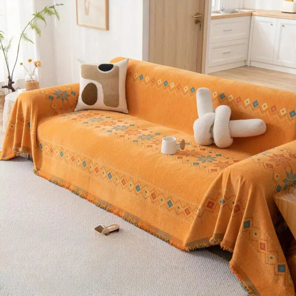 Couch Cover | Boho Tassel Microfiber Chenille & Non-Slip