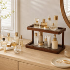 Countertop Shelf | Two-Tier Bamboo Organizer | Raised-Lip Trays
