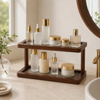 Countertop Shelf | Two-Tier Bamboo Organizer | Raised-Lip Trays
