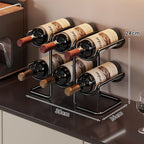 Countertop Wine Rack | Powder-Coated Metal & Stacked Horizontal | Holds 6 Bottles