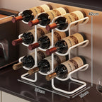 Countertop Wine Rack | Powder-Coated Metal & Stacked Horizontal | Holds 6 Bottles