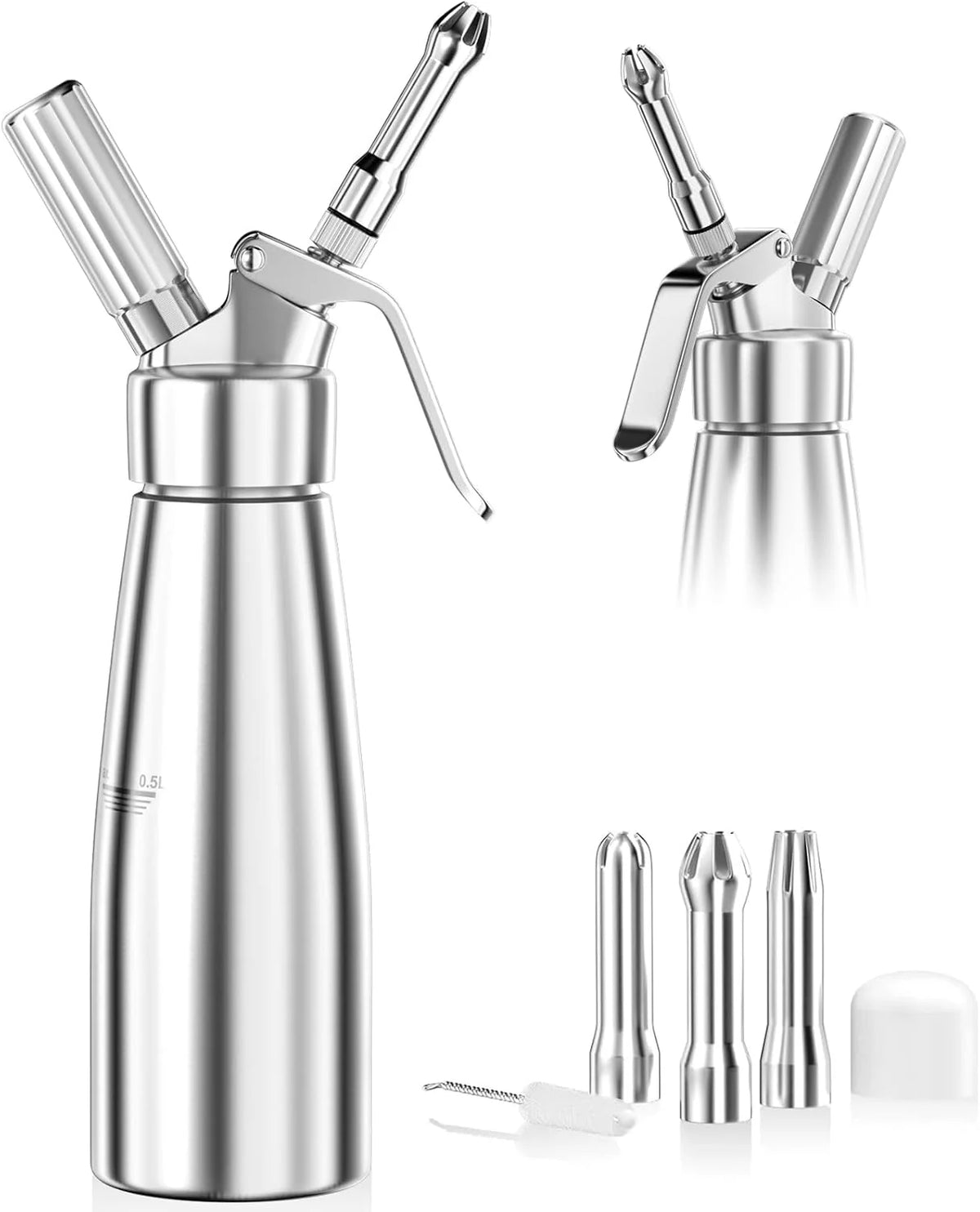 Cream Whipper | Aluminum & 3 Decorating Nozzles | 500 ml