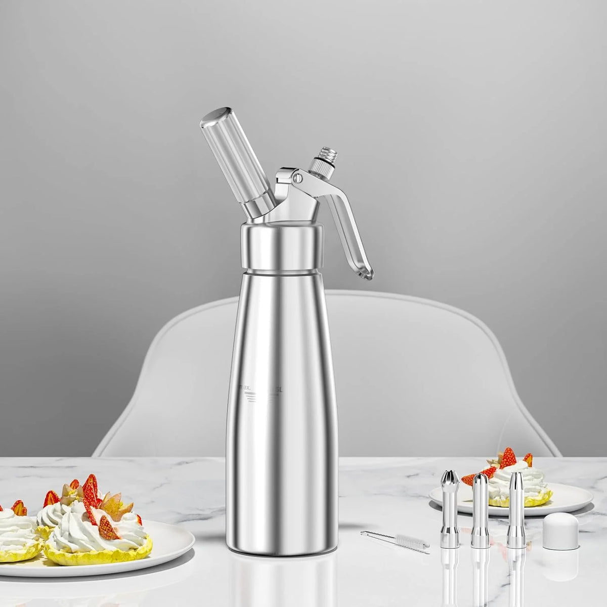 Cream Whipper | Aluminum & 3 Decorating Nozzles | 500 ml